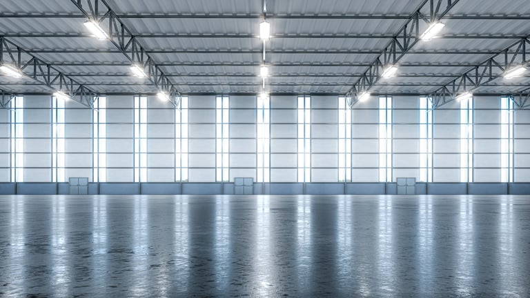 Industrial warehouse facility with large doors