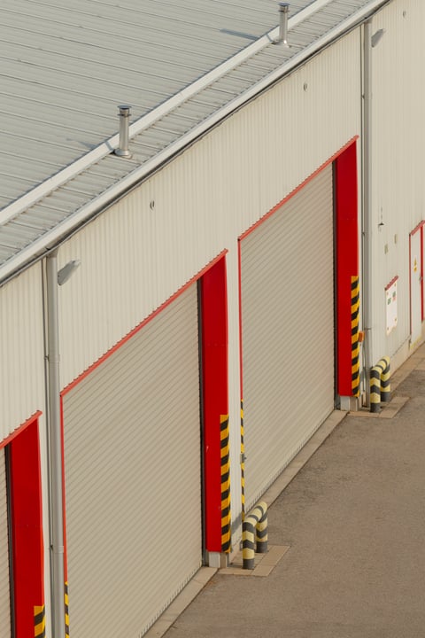 Building with multiple garage doors
