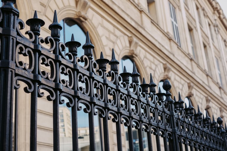 Ornate iron fence with gate