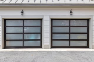 Modern glass front garage door
