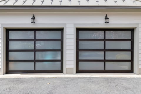 Black glass garage door