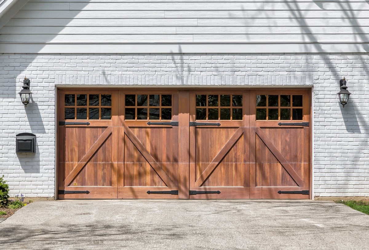 Traditional two car wooden garage