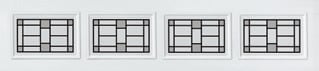 Four window frame designs with grid patterns showing different pane configurations