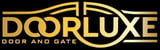 Doorluxe Door and Gate company logo in gold on black background