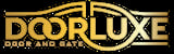 DoorLuxe logo featuring gold and brown design with circular wreath element for doors and gates