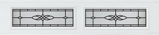 Two rectangular decorative window panel designs with geometric cross patterns in the center