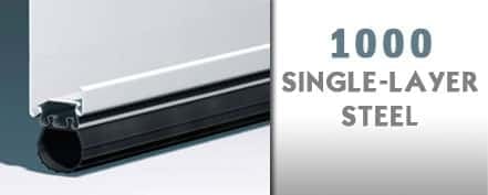 1000 single-layer steel door sweep seal with black and silver metal components