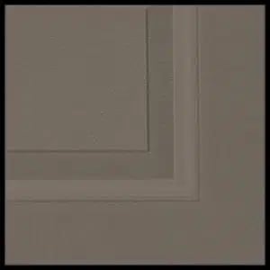 Close-up of layered gray and taupe rectangular frames or nested squares on neutral background