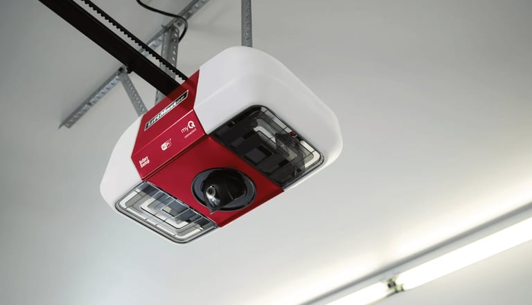 Smart garage door opener installation in Coquitlam with emergency strobe light safety feature