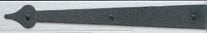 Black decorative wrought iron hinge or hardware strap with pointed arrow end