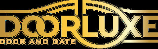 Doorluxe logo in gold featuring stylized door and gate design with company name text