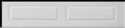 Two white raised panel cabinet doors with beveled edges on a light gray background